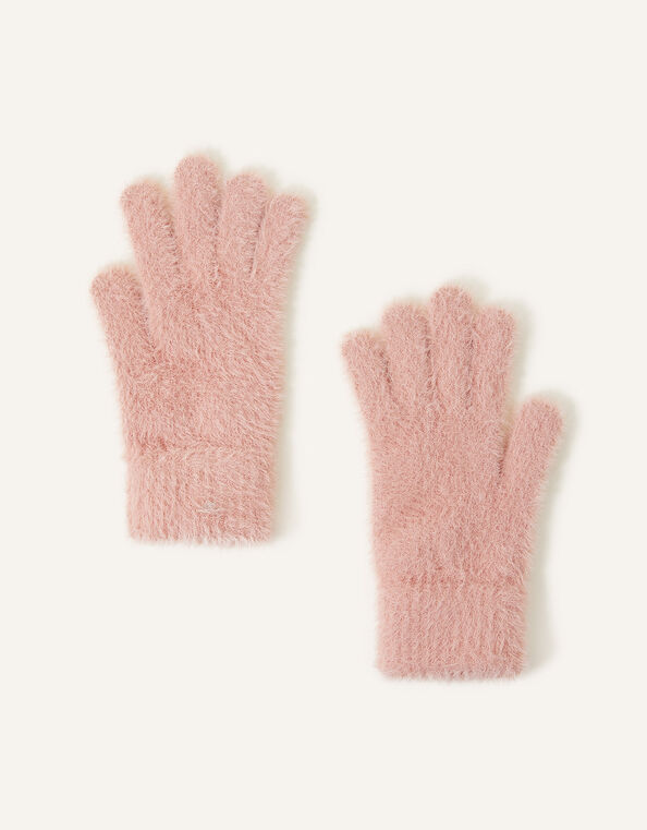 Super-Stretch Fluffy Knit Gloves Pink, Pink (PALE PINK), large