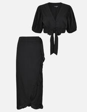 Tie Front Co-ord Top, Black (BLACK), large