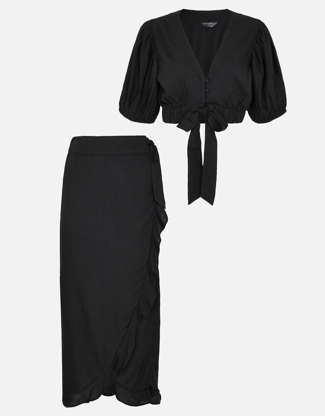 Tie Front Co-ord Top, Black (BLACK), large