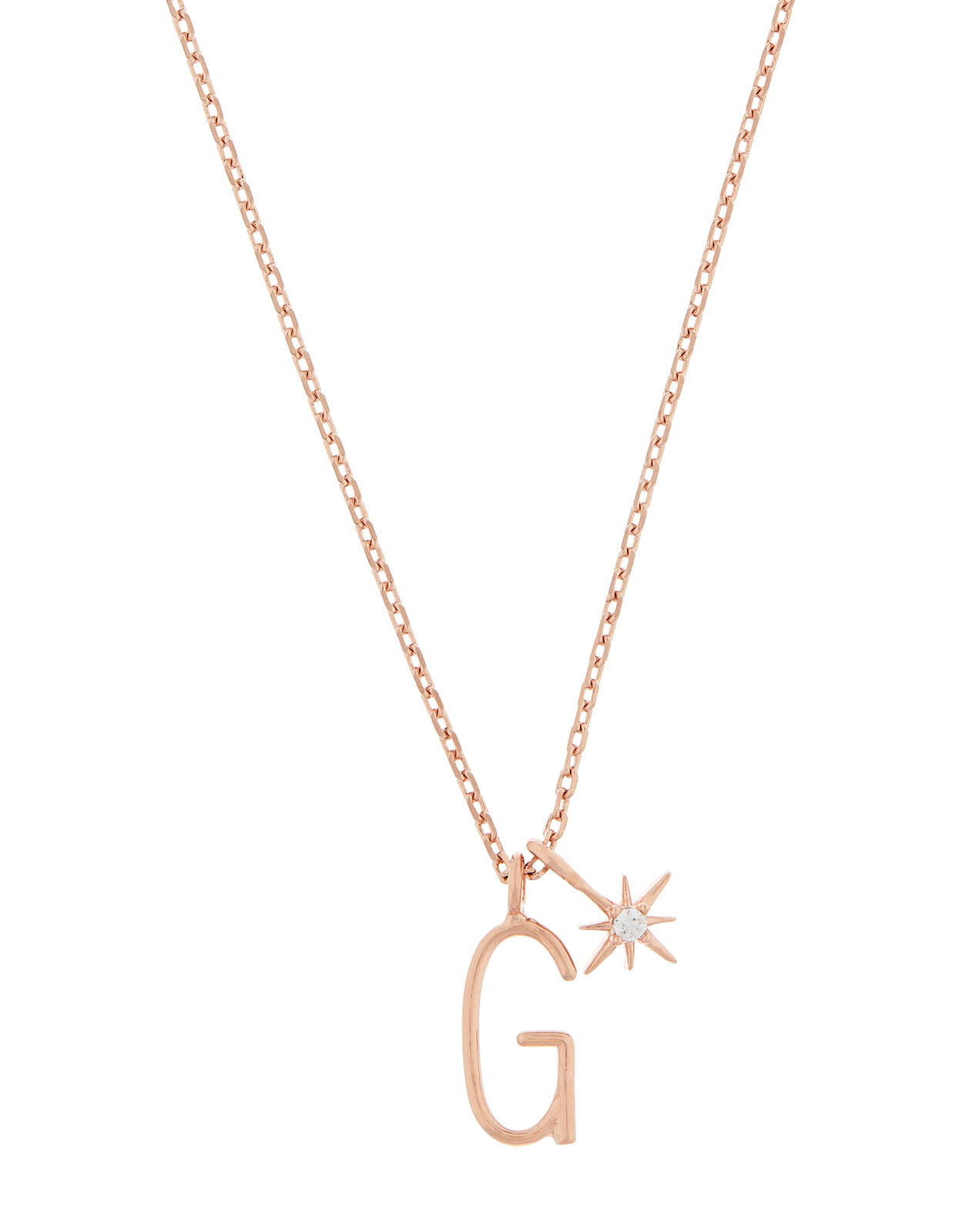 Rose Gold-Plated Initial Star Necklace 