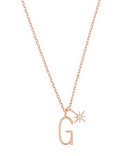 Rose Gold-Plated Initial Star Necklace - G, , large