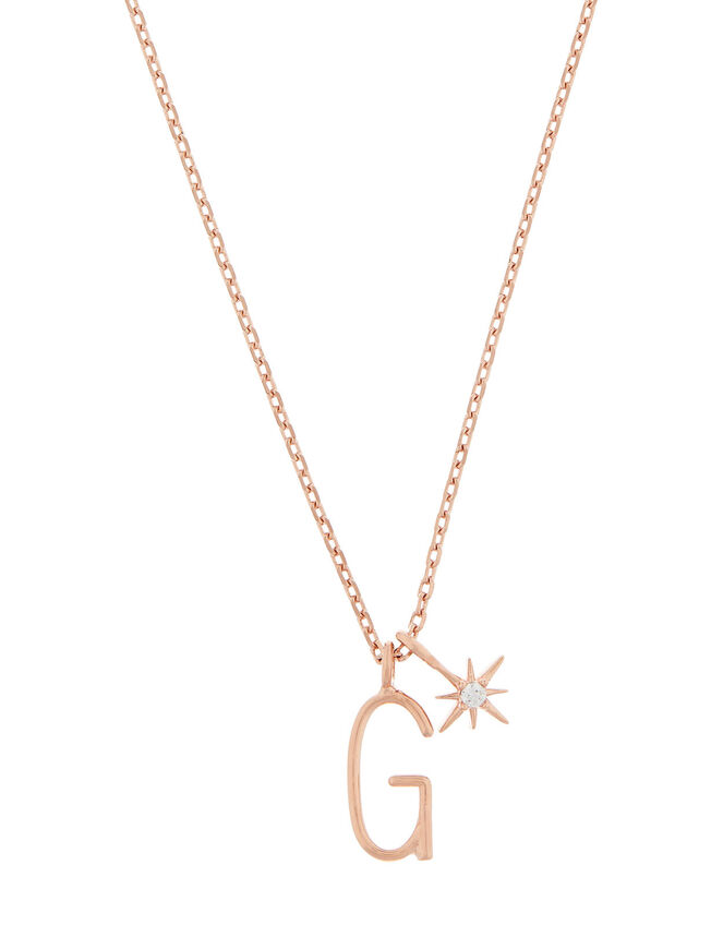 Rose Gold-Plated Initial Star Necklace - G, , large
