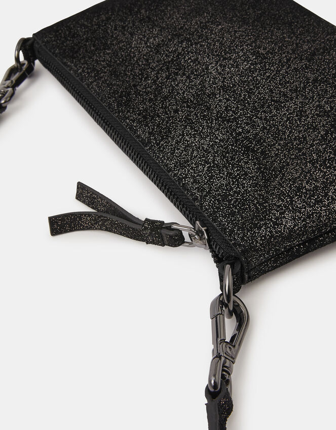 Metallic Leather Crossbody Bag, Black (BLACK), large