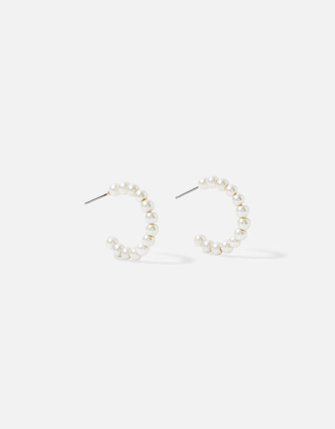 Romantic Ramble Pearl Beaded Hoop Earrings, , large