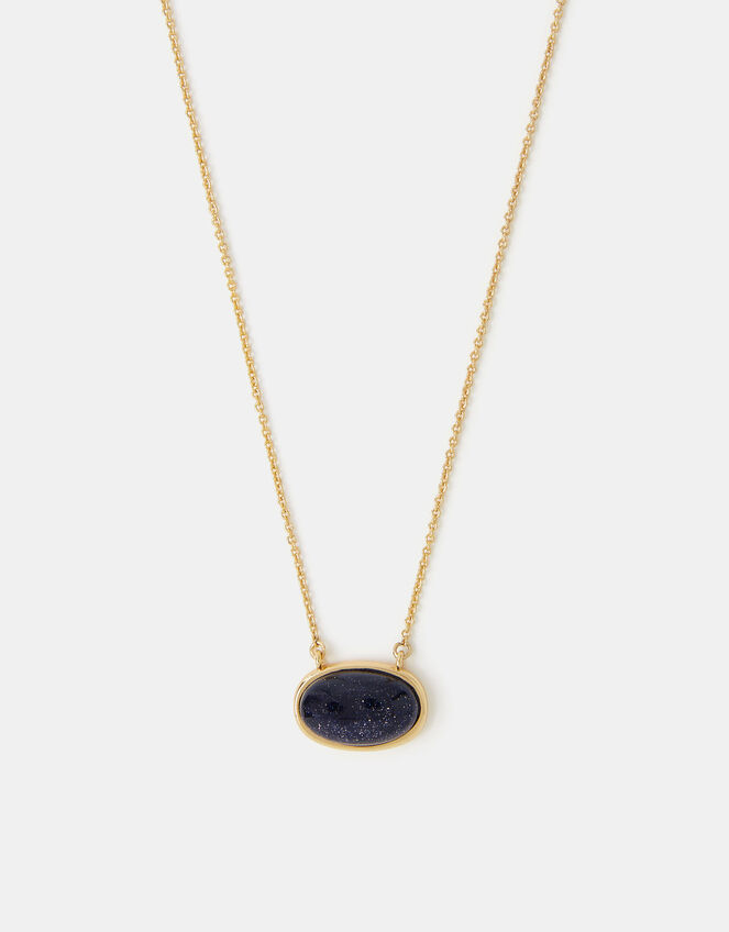 14ct Gold-Plated Stone Pendant Necklace, , large