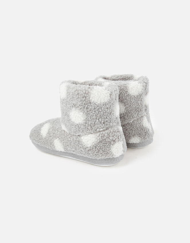 Spot Print Fluffy Slipper Boots, Grey (GREY), large