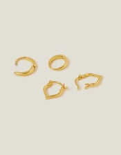 2-Pack 14ct Gold-Plated Mosaic Hoops, , large