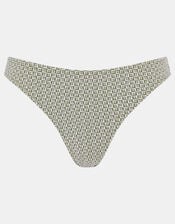 Geometric Textured Bikini Bottoms, Green (KHAKI), large