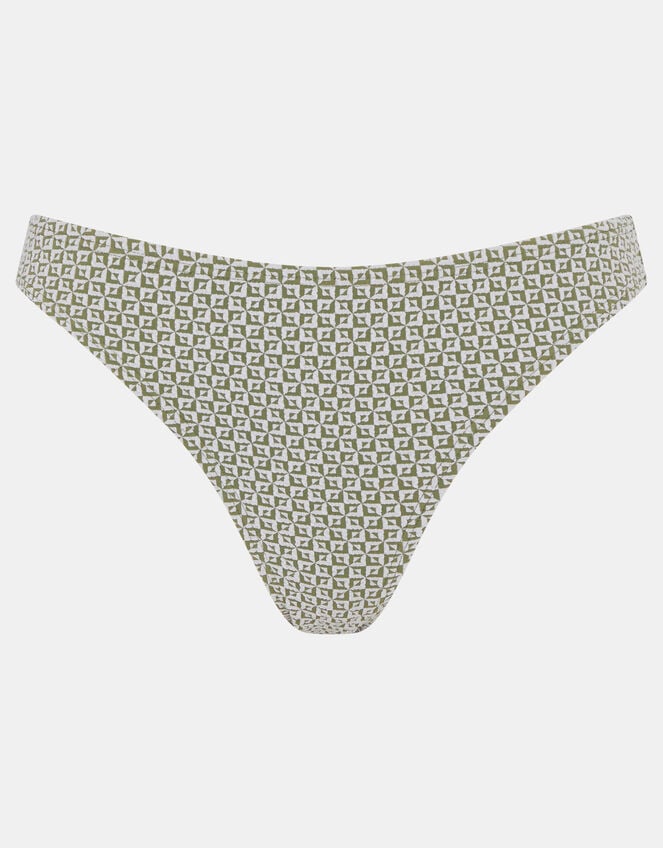 Geometric Textured Bikini Bottoms, Green (KHAKI), large