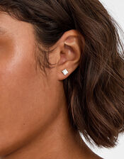 Sterling Silver Princess Cut Stud Earrings, , large