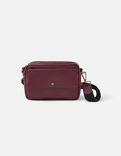Leather Cross-Body Camera Bag, Red (BURGUNDY), large