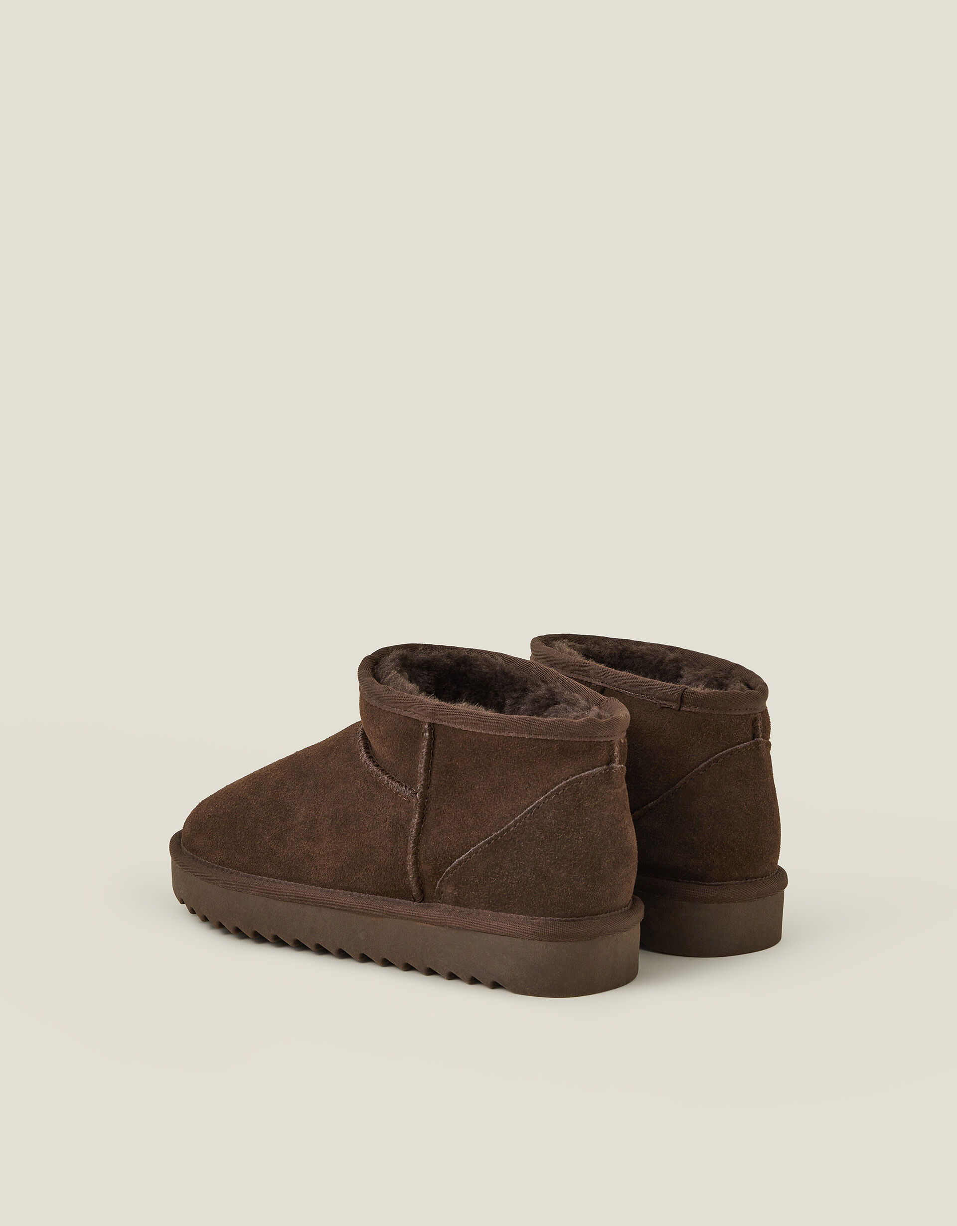 Mini Faux Fur Lined Suede Boots Brown