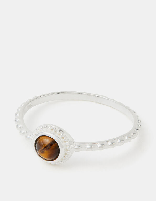 Sterling Silver Healing Stone Ring, Brown (BROWN), large