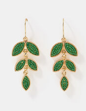 Beaded Leaf Drop Earrings, , large