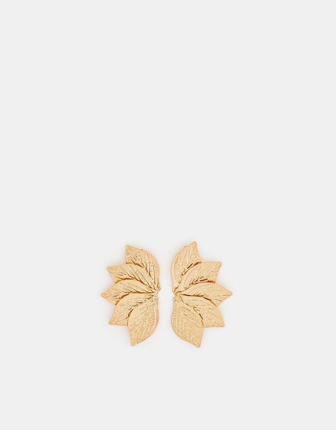 Textured Leaf Drop Earrings, , large