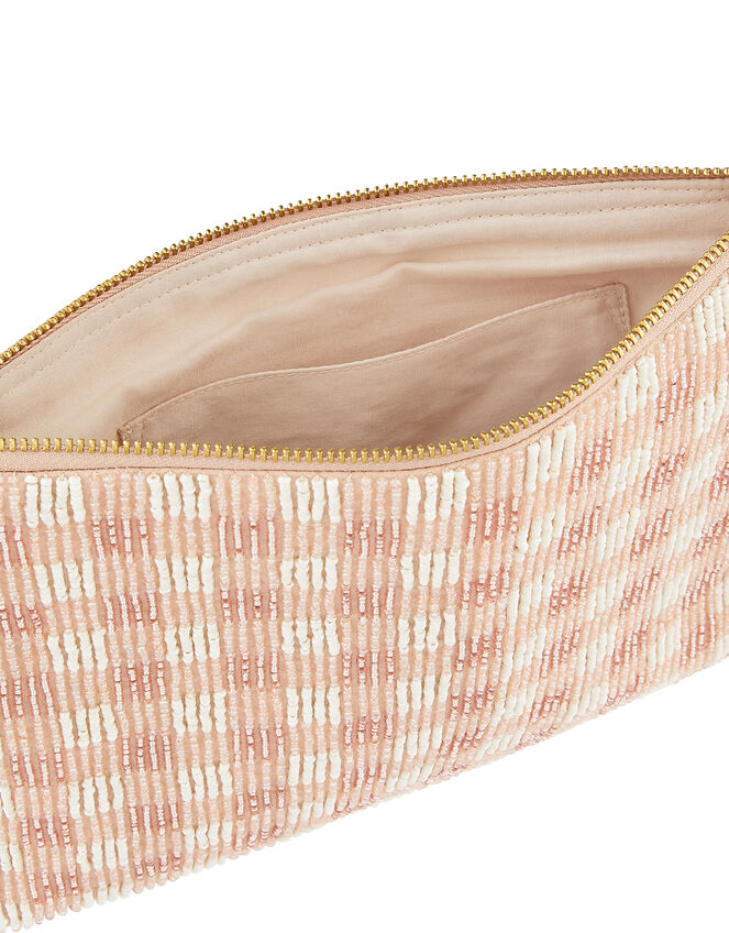 Beaded Gingham Clutch Bag, , large