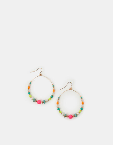 Beaded Hoop Drop Earrings, , large