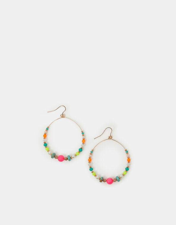 Beaded Hoop Drop Earrings, , large