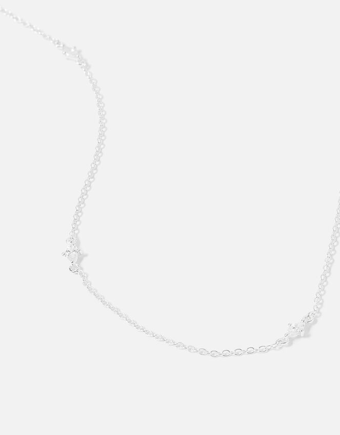Sterling Silver Navette Station Necklace, , large