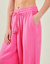 Crinkle Wide Leg Trousers, Pink (PINK), large