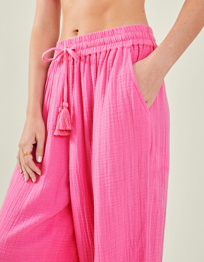 Crinkle Wide Leg Trousers, Pink (PINK), large