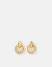 14ct Gold-Plated Diamanté Doorknocker Drop Earrings, , large
