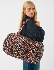 Merci Leopard Print Cotton Weekend Bag, , large