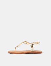 Sun Embellished Sandals, Gold (GOLD), large