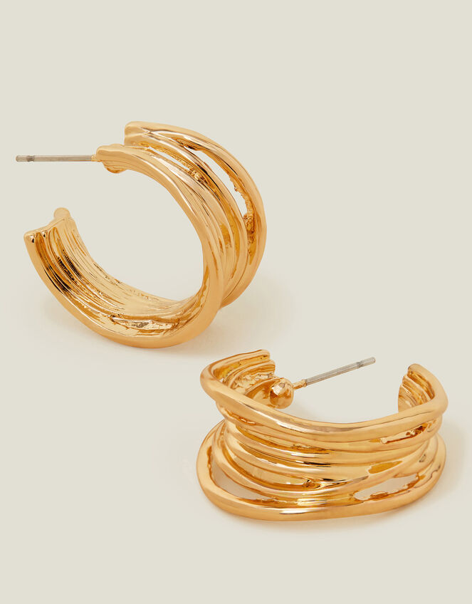 Wavy Chunky Hoop Earrings, , large