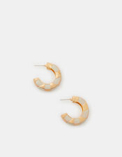 Enamel Check Chunky Hoop Earrings, , large