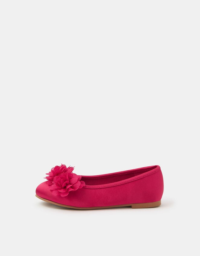 Corsage Satin Ballet Flats, Red (RED), large