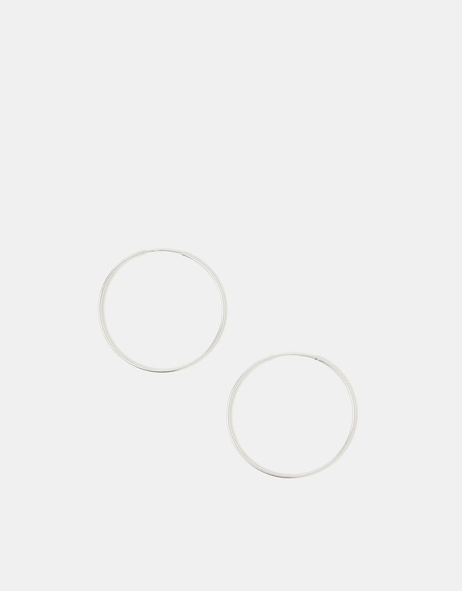 Sterling Silver Large Hoop Earrings, , large