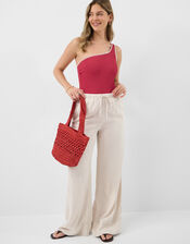 One-Shoulder Shaping Swimsuit, Pink (ROSE), large