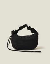 Ruched Strap Sling Bag, Black (BLACK), large