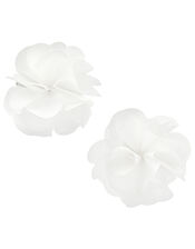 Frilled Satin Flower Hair Clips, , large