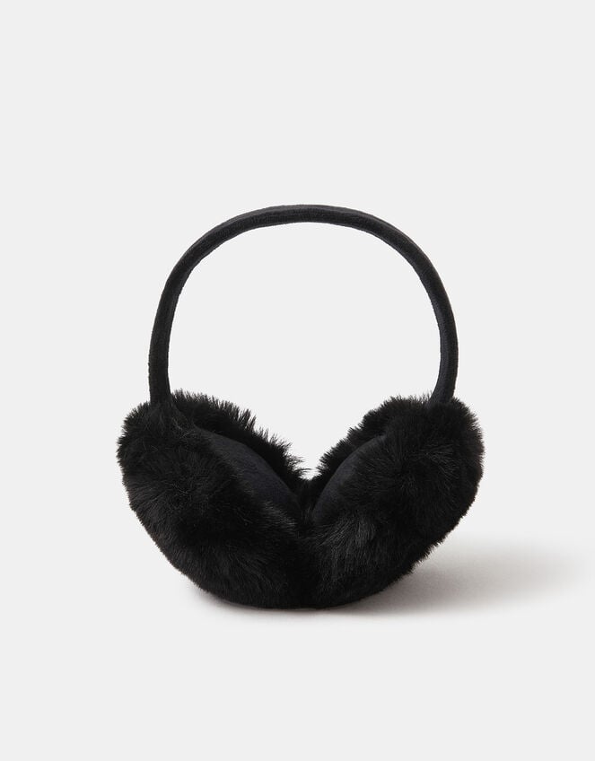 Faux Fur Earmuffs, Black (BLACK), large