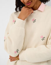 Floral Embroidered Jumper, Ivory (IVORY), large