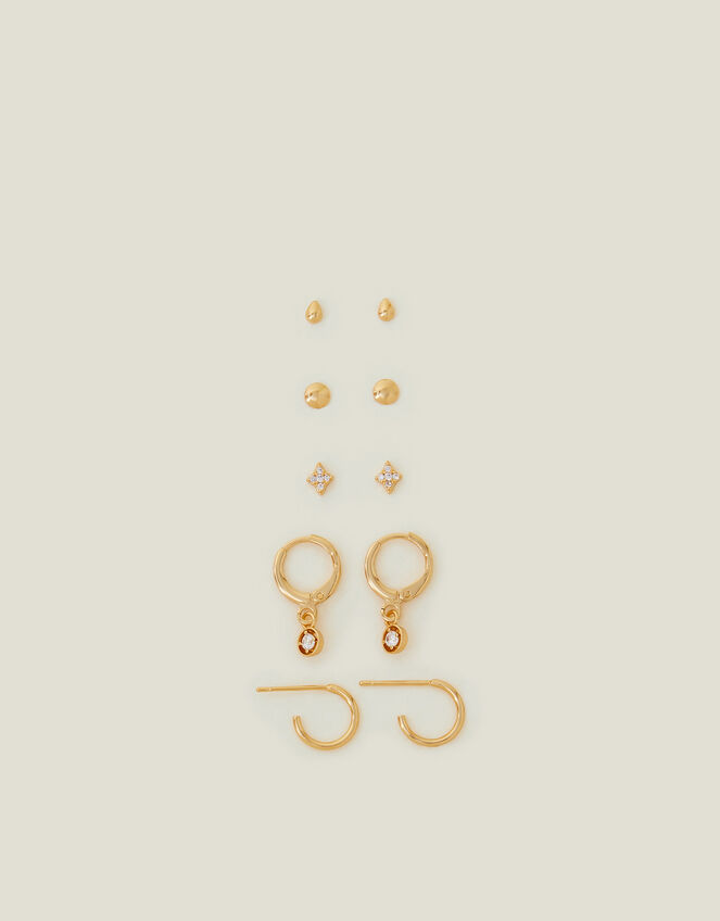 5-Pack 14ct Gold-Plated Earrings Set, , large