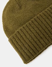 Ribbed Knit Beanie Hat, , large