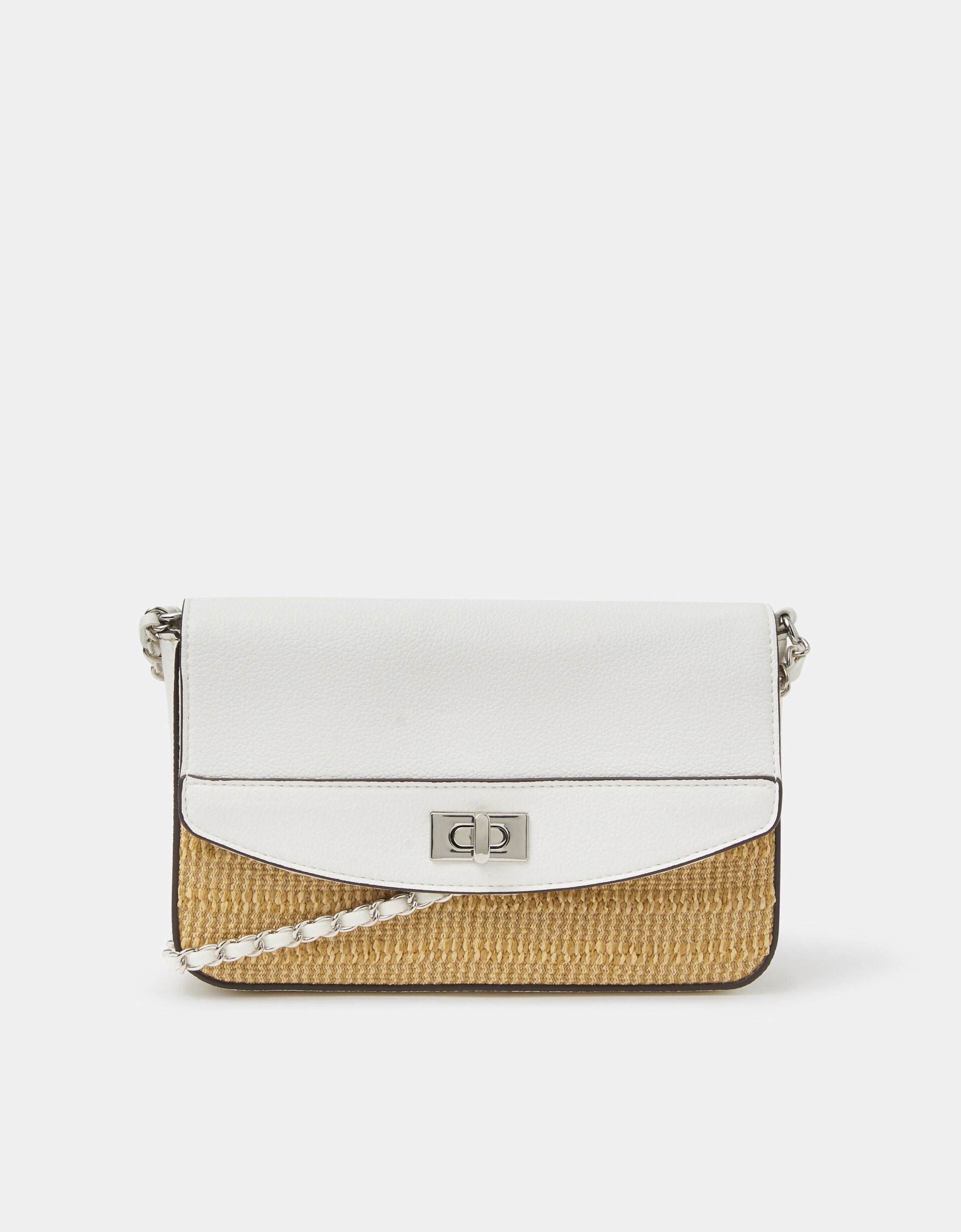 Twistlock Raffia Crossbody Bag White | Bags | Accessorize Global