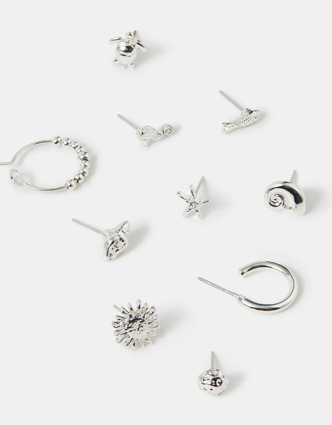 10-Pack Sun Shell Stud & Hoop Earrings, , large