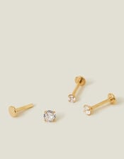 14ct Gold-Plated Surgical Steel Flackback Earrings, , large