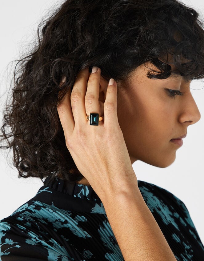 Rectangle Stone Ring, Blue (BLUE), large