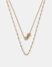 14ct Gold-Plated Diamante Bead Layered Necklace, , large