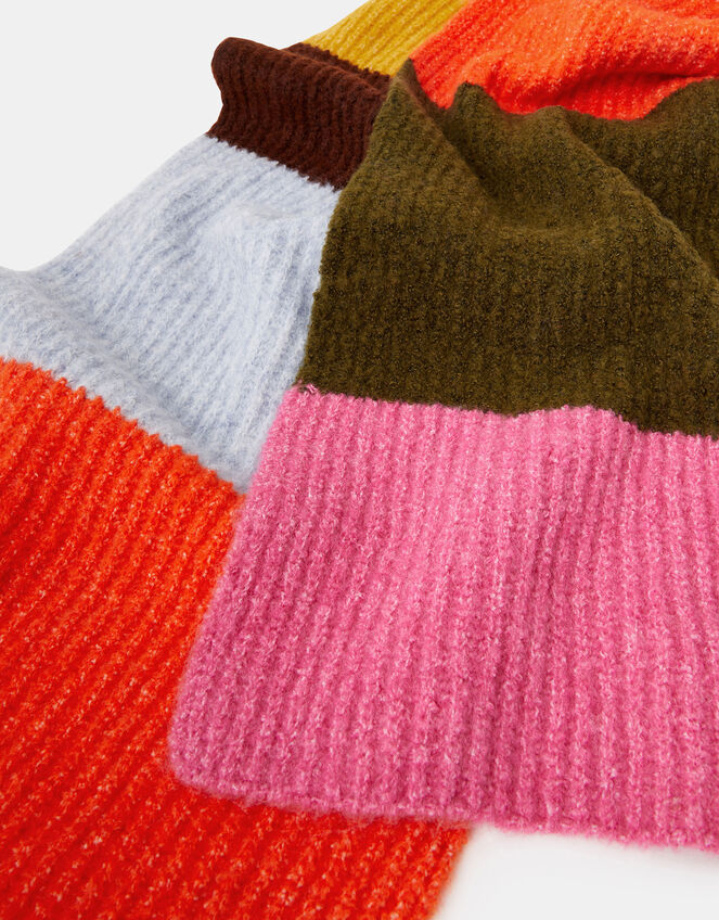 Bright Stripe Rib Knit Scarf, , large