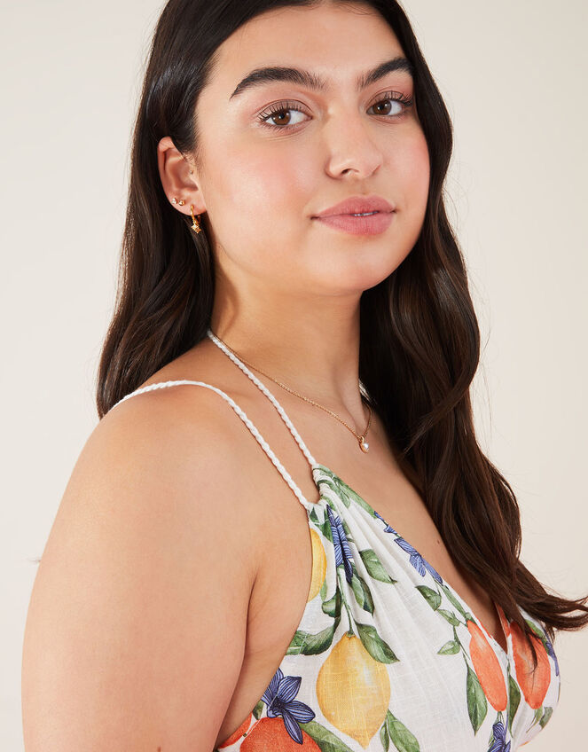 Lemon and Orange Strappy Sundress, Ivory (IVORY), large