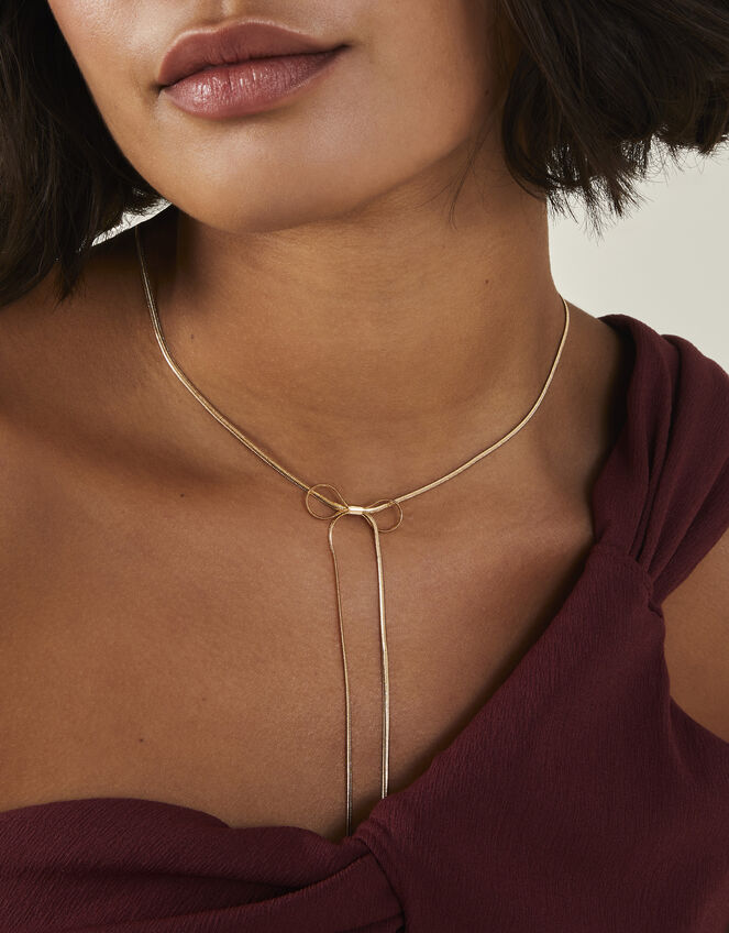 Snake Chain Bow Necklace, , large