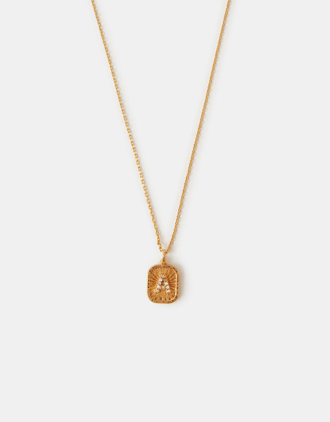 14ct Gold-Plated Initial Tag Pendant Necklace, Gold (GOLD), large