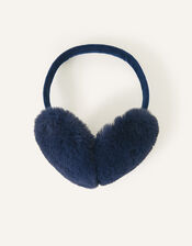Faux Fur Earmuffs, Blue (NAVY), large