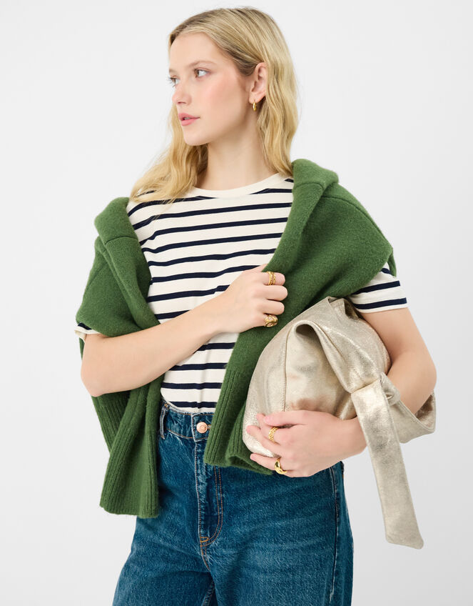 Slouchy Knot Leather Shoulder Bag, Gold (GOLD), large